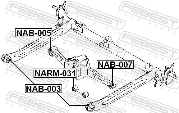 Опора, балка моста, задня вісь, NISSAN MAXIMA A32 1994-2000 NISSAN PRIMERA P11 1996-2001 NISSAN PULSAR N15 1995-2000 NISSAN SUNNY B14/ALMERA N15 1995