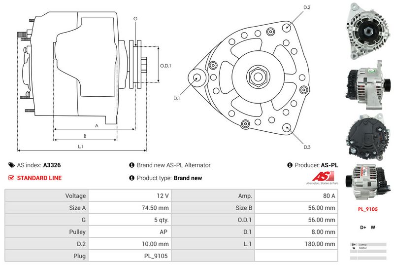 AS-PL A3326 Alternator