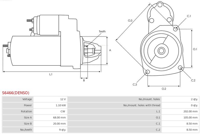 AS-PL S6466(DENSO) Starter