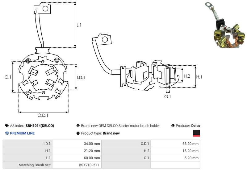Kinnitus, süsinikuharjad, AS-PL SBH1014(DELCO)