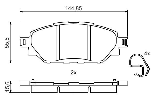 Комплект гальмівних накладок, дискове гальмо, Bosch 0986495425