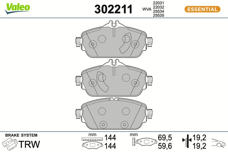 VALEO 302211 Brake Pad Set, disc brake