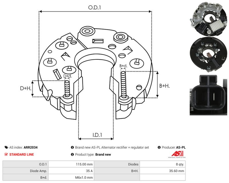 AS-PL ARR2034 Rectifier, alternator
