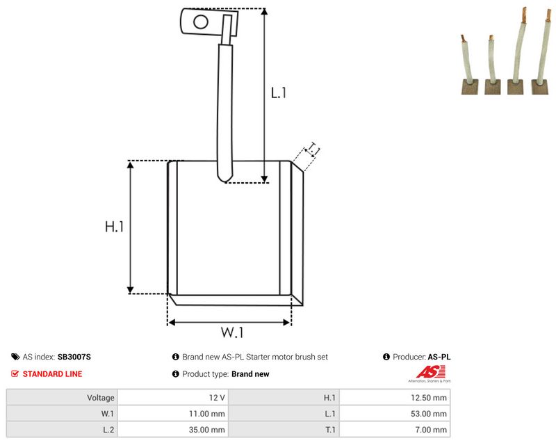 AS-PL SB3007S Carbon Brush, starter