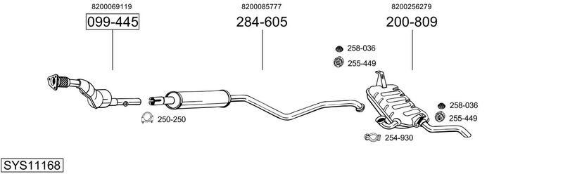 BOSAL kipufogórendszer SYS11168