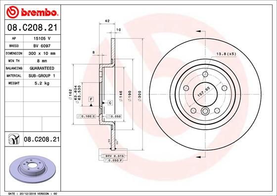 BREMBO Remschijf 08.C208.21