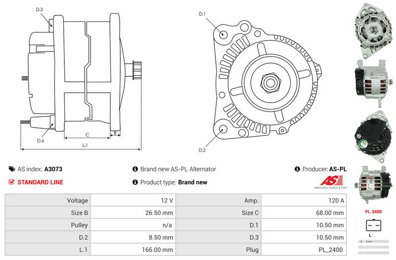 AS-PL A3073 Alternator