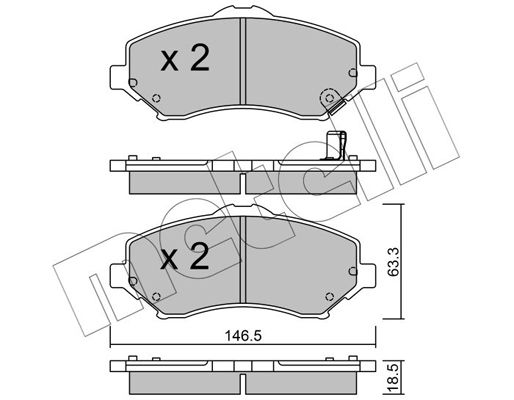 Комплект гальмівних накладок, дискове гальмо, Metelli 22-0862-1