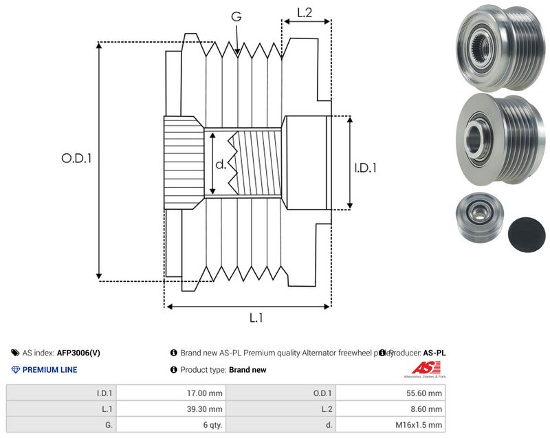 AS-PL AFP3006(V) Alternator Freewheel Clutch