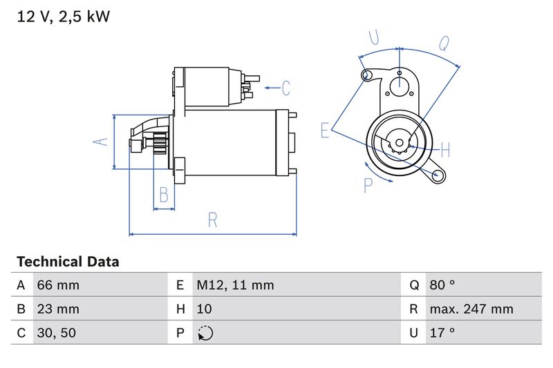 BOSCH Startmotor / Starter 0 986 025 160