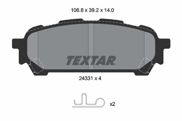 Комплект гальмівних накладок, дискове гальмо, Textar 2433101