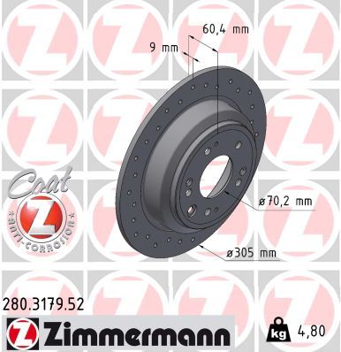 Гальмівний диск, Zimmermann 280317952