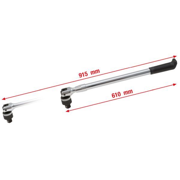 Spärrskaft, teleskop med omkopplingsskallra 3/4", 24 kuggar