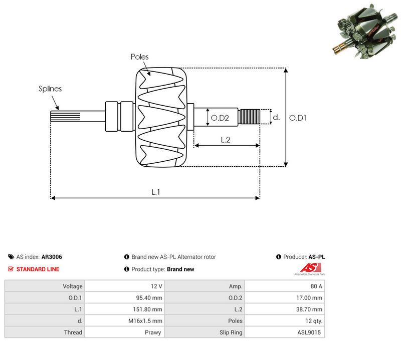 rootor, generaator, AS-PL AR3006