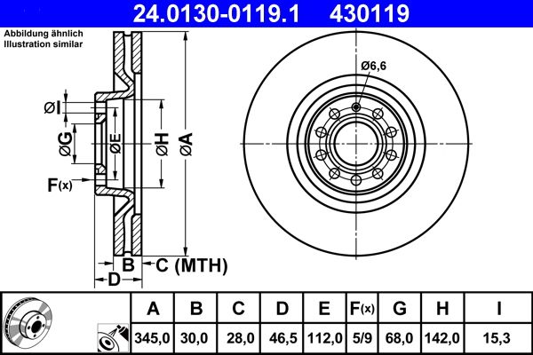 Гальмівний диск, Ate 24.0130-0119.1