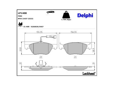 DELPHI LP1408 - Diskinių stabdžių kaladėlių komplektas
