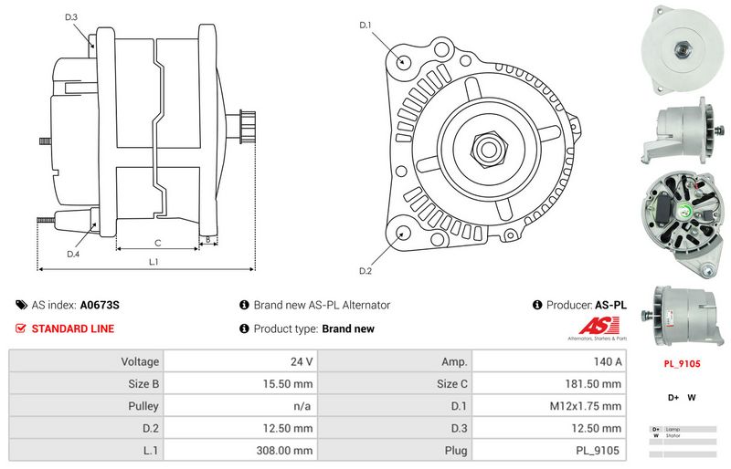 AS-PL A0673S Alternator