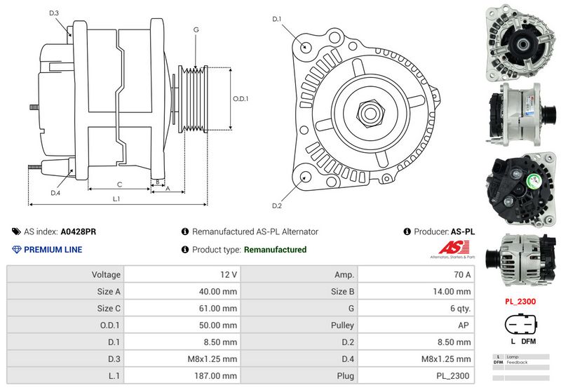 AS-PL A0428PR Alternator