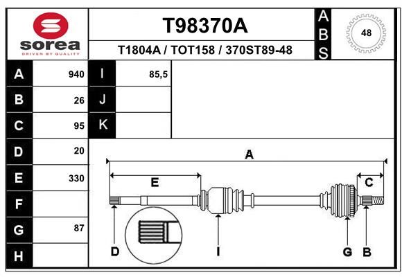 EAI hajtótengely T98370A