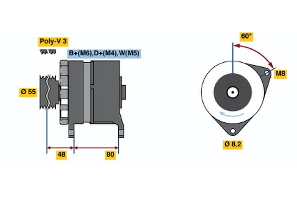 BOSCH Dynamo / Alternator 0 986 036 191