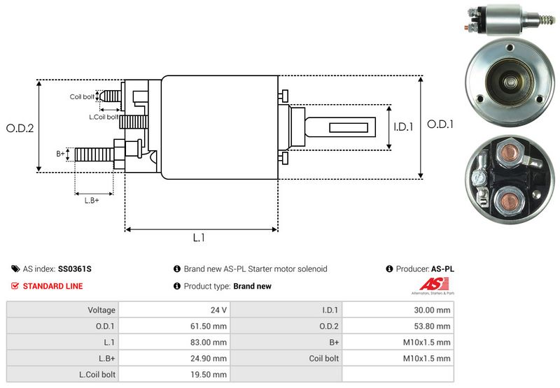 AS-PL SS0361S Solenoid Switch, starter