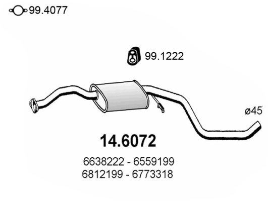 Резонатор Ford Escort 1.4 POLMO 0899 на FORD ESCORT Mk V (GAL)