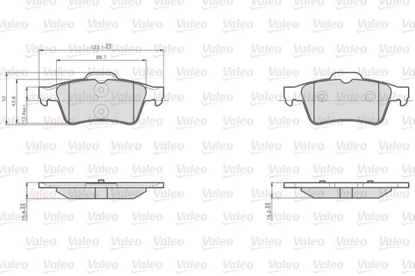 Комплект гальмівних накладок, дискове гальмо, Valeo 872482