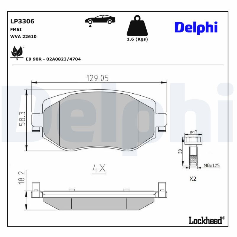DELPHI LP3306 Brake Pad Set, disc brake