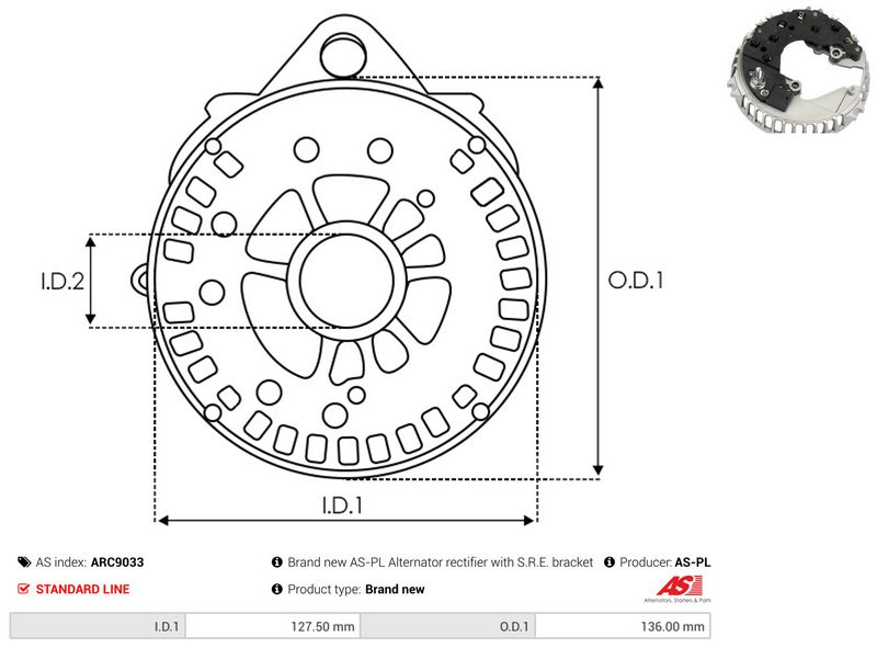 AS-PL ARC9033 Rectifier, alternator