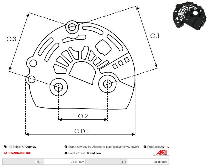 AS-PL APC0040S Protective Cap, alternator