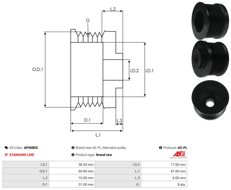 Rihmaratas, generaator, AS-PL AP0080S