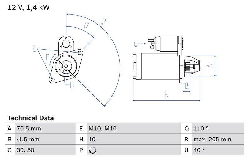 BOSCH önindító 0 986 025 960