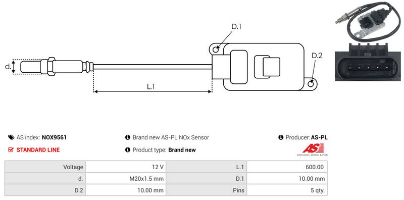 AS-PL NOX9561 NOx Sensor, urea injection