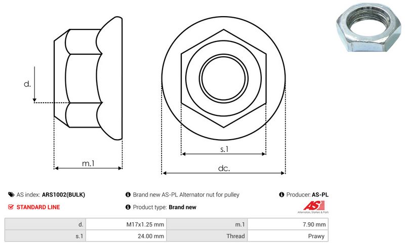 AS-PL ARS1002(BULK) Repair Set, alternator