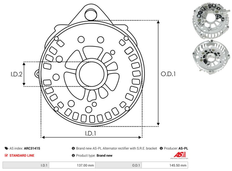AS-PL ARC3141S Rectifier, alternator