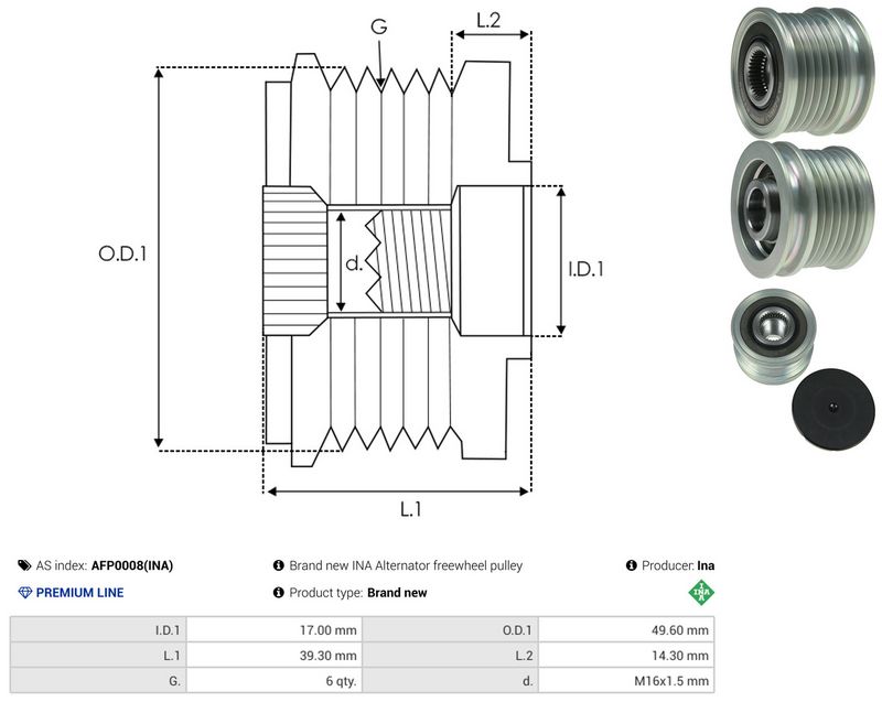 AS-PL AFP0008(INA) Alternator Freewheel Clutch