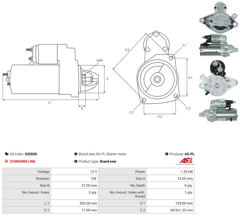 Starter, AS-PL S3203S