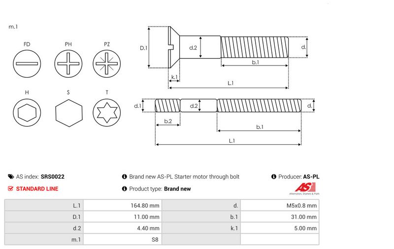 AS-PL SRS0022 Repair Set, alternator
