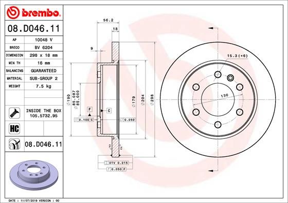 Диск тормозной (задний) BREMBO