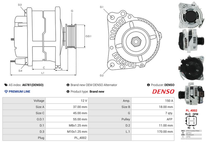 AS-PL A6781(DENSO) Alternator