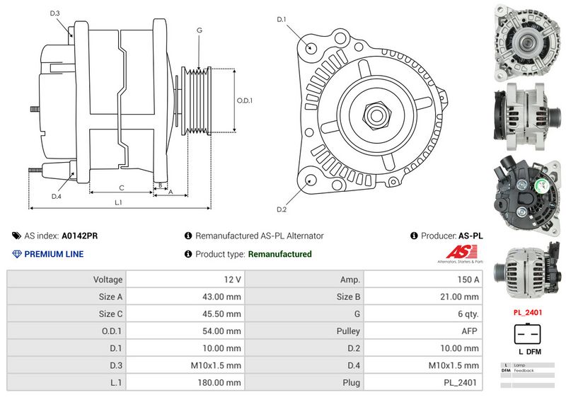AS-PL A0142PR Alternator
