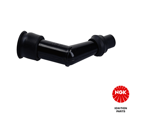 Bougie pijp, hoek: 120°, Lang, bougie draad: 10/12mm, aansluiting: SAE moer, materiaal behuizing: Eboniet, kleur bougiedop: zwart past: KTM EXC 250Rac./400Rac./450Rac./525Rac./525Rac. (Desert) 2002-20