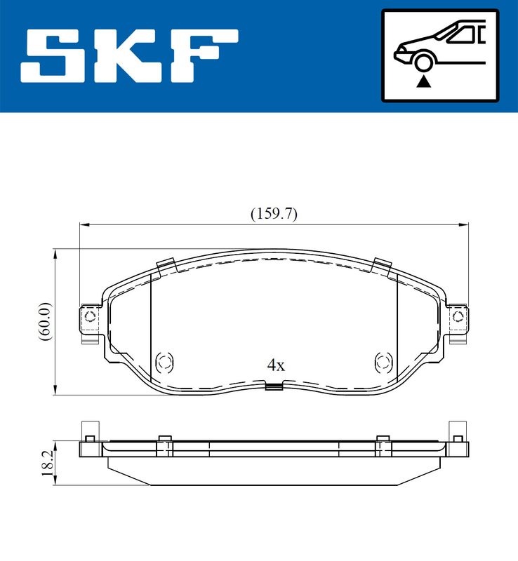 Комплект гальмівних накладок, дискове гальмо, Skf VKBP80012