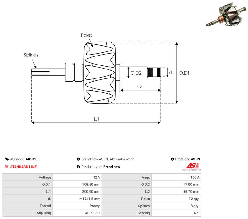 AS-PL AR5025 Rotor, alternator