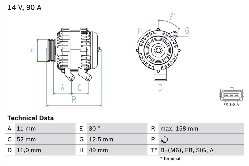 BOSCH Dynamo / Alternator 0 986 049 121