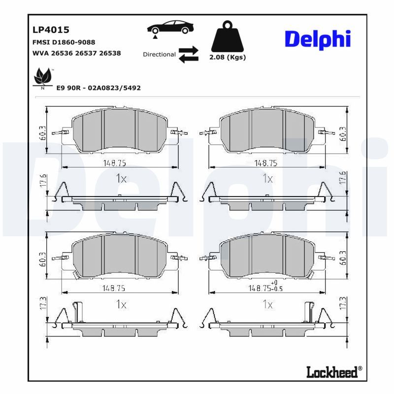 Piduriklotsi komplekt, ketaspidur, DELPHI LP4015