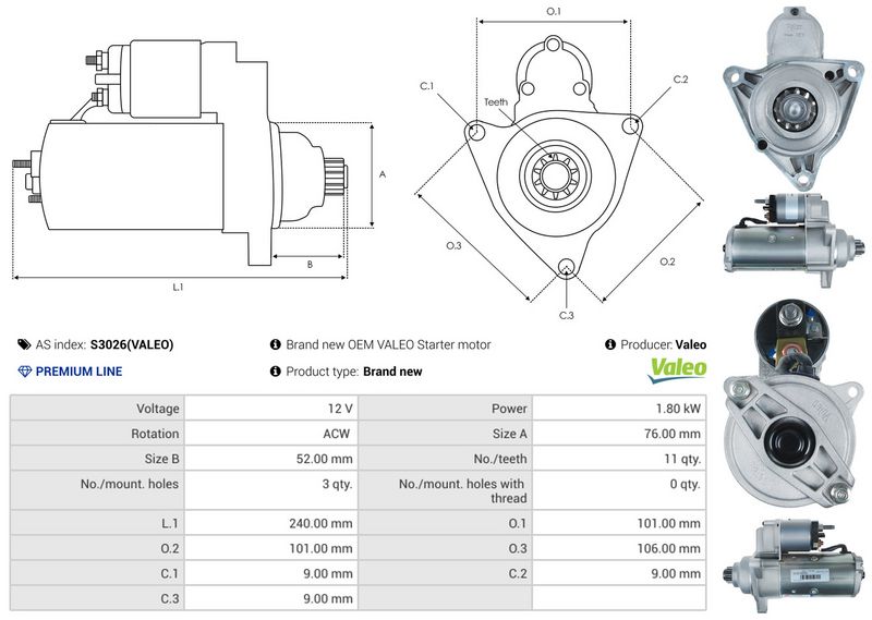 AS-PL S3026(VALEO) Starter