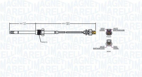 Датчик, температура відпрацьованих газів, Magneti Marelli 172000109010