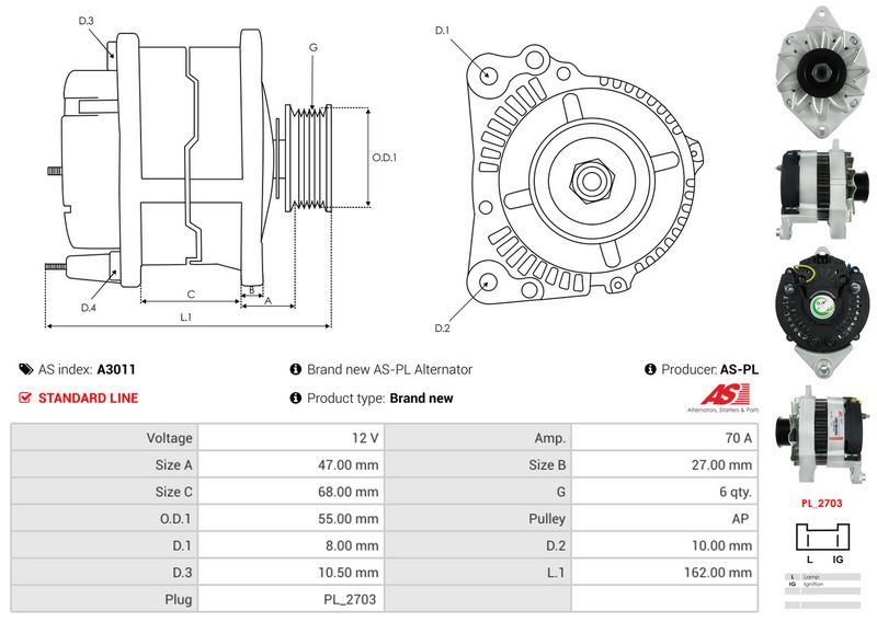 AS-PL A3011 Alternator