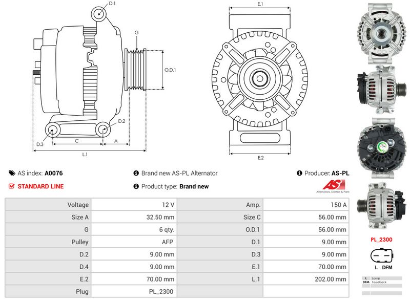 AS-PL A0076 Alternator